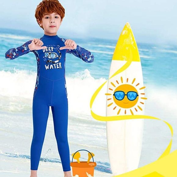 DIVE & SAIL Kids One Piece Long/Short Sleeve Swimsuit Sun Protection Sunsuit - Picture 6 of 9